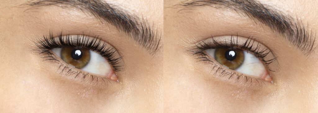 before and after lash lift